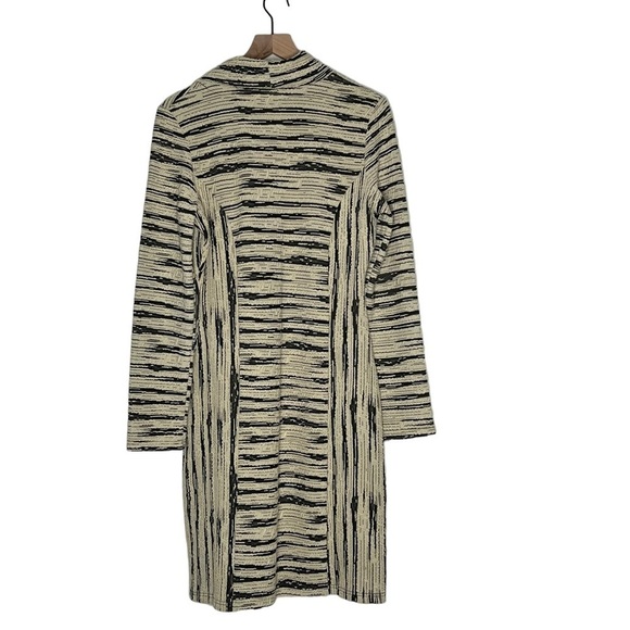 DZHAVAEL COUTURE Black Tan Stripe Detachable Cowl Neck Dress Size L - Picture 11 of 16